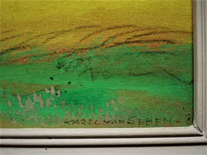 Karel van Seben - Bekende Gooise kunstenaar - Naïef geschilderd olieverf "landschap Friesland" kopen? Bied vanaf 34!