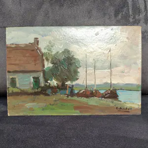 Cor Noltee - Rivierenlandschap - Olieverf - Gesigneerd kopen? Bied vanaf 35!