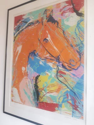 Nic Jonk - Zeefdruk. Titel, "Oranje Paard". kopen? Bied vanaf 120!