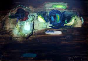 Jan Olyslager - Olieverf op board: abstracte compositie - 1965 verkocht voor € 475!