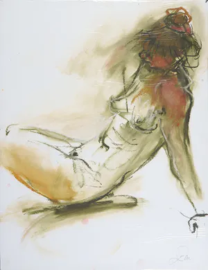 Franscz Witte - Gemengde techniek op papier, Leunend naakt kopen? Bied vanaf 1!