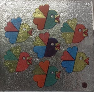 Royal Leerdam - Glazen raam/wanddecoratie met 7 vogeltjes. kopen? Bied vanaf 10!