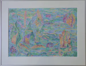 Elska 't Hoen - TROPISCH AQUARIUM / ORIGINEEL WERK / 68x87cm / KADER kopen? Bied vanaf 35!