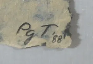 Pat Gentenaar - Torley - Gemengde techniek/collage op geschept papier, Blue pair - Ingelijst (Zeer groot) kopen? Bied vanaf 1!