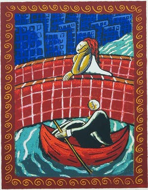 Jacques Tange - Zeefdruk, Under the bridge - Ingelijst kopen? Bied vanaf 50!