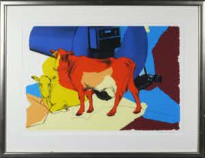 Anja van Benthem - Zeefdruk, Koeien - Ingelijst verkocht voor € 35!