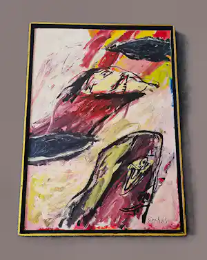 Jan Sierhuis - Express. olieverf op papier op paneel schilderij "Dreaminess" mooi ingelijst verkauft für € 102!