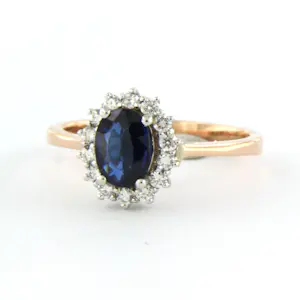 18k gouden ring met saffier tot. 0.75ct en briljant geslepen diamant tot. 0.28ct kopen? Bied vanaf 750!