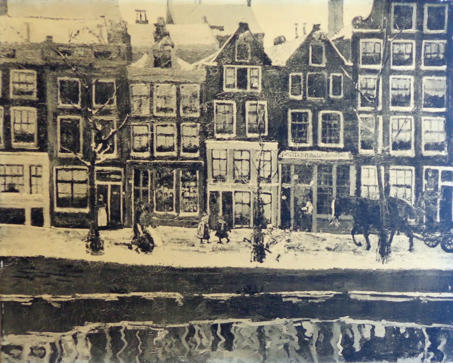 George Hendrik Breitner - STADSZICHT AMSTERDAM / ZW-W LITHO / 46x57cm verkocht voor € 1!