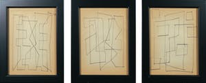 Siep van den Berg - Lot van drie inkttekeningen, Abstracte compositie - Ingelijst kopen? Bied vanaf 35!