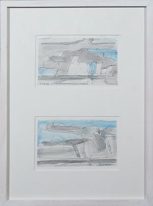 Paul Overhaus - Aquarel en pen op papier, IJsselmeerstudies - Ingelijst kopen? Bied vanaf 1!