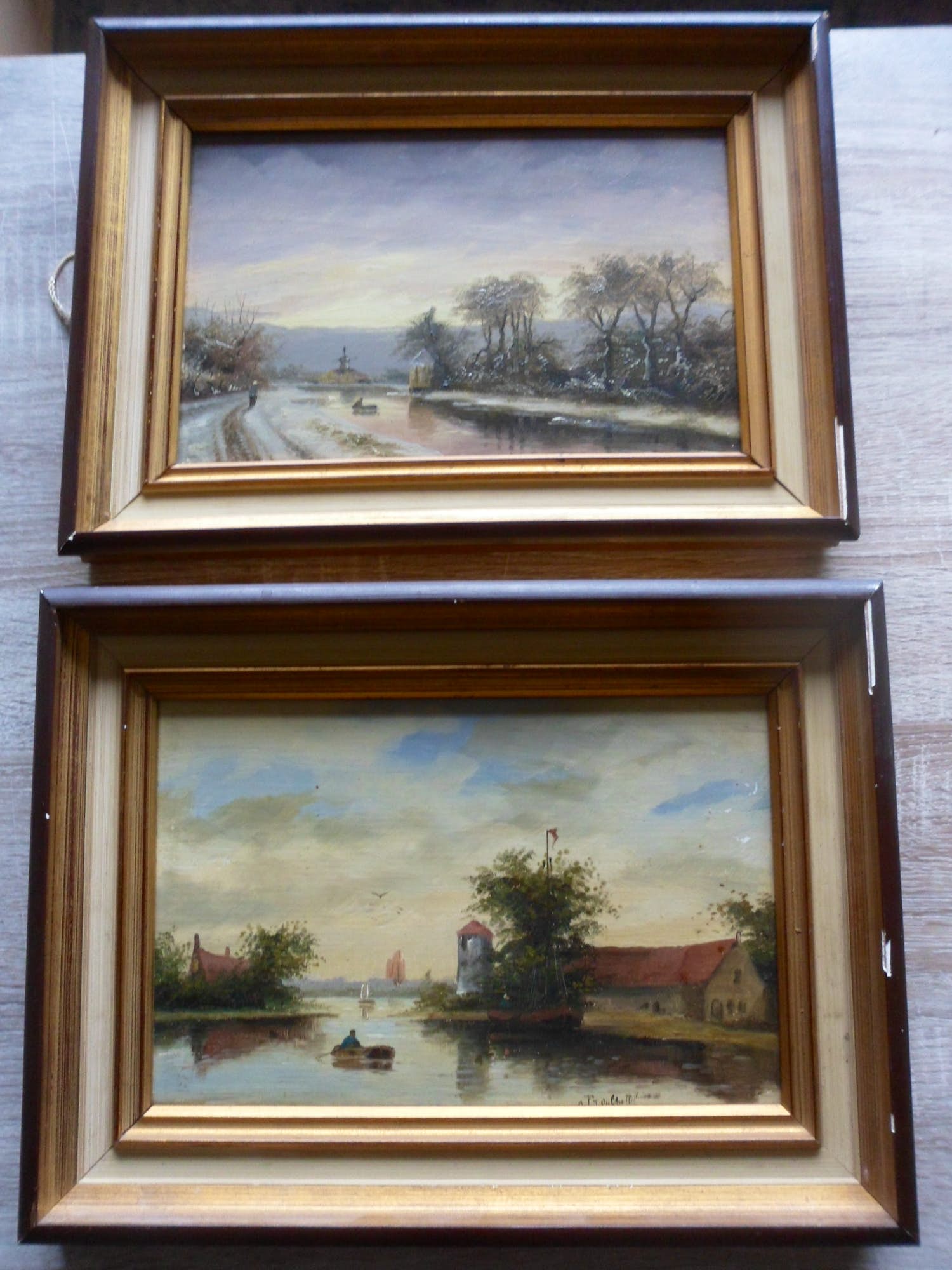 Niet of onleesbaar gesigneerd - 2 Olieverf schilderijtjes op paneel kopen? Bied vanaf 1!