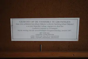 Johan Dijkstra - Gezicht op de Vismarkt Groningen - Koppermaandagprent 1997 - beperkte oplage kopen? Bied vanaf 125!