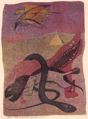 Harry van Kruiningen - kleurenlitho - 'Achnaton' - 1953 verkocht voor € 49!