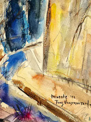 Fons Verstraeten - in 1952 expressionistisch geschilderd Oostenrijks en Frans (Verso) landschap kopen? Bied vanaf 35!