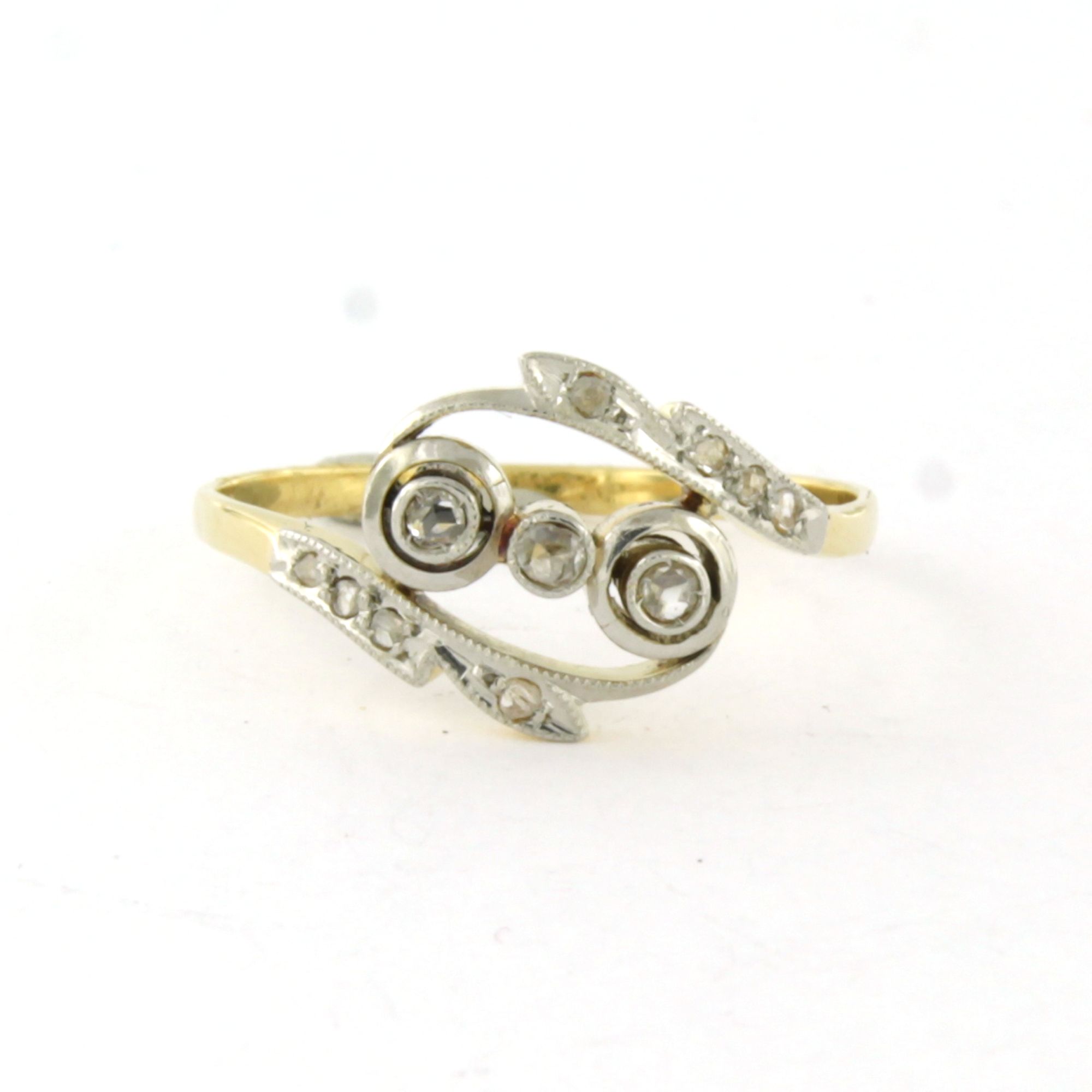 Buy 18k goud en platina ring met roos geslepen diamant tot. 0.05ct? Bid from 270!