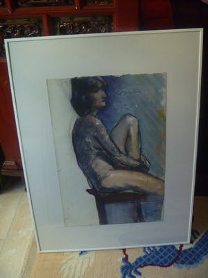 Jan van der Veer - fraai licht erotisch werk van naakte dame kopen? Bied vanaf 39!