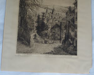 Eugene Rensburg - Ets , La Rue Brixhe, Spa, België – ca. 1910 kopen? Bied vanaf 20!