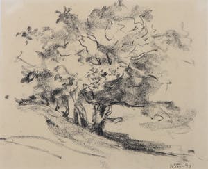 Wim Steijn - Krijttekening, Landschap kopen? Bied vanaf 35!