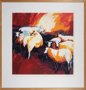 Gerda Elfring - Zeefdruk, Schapen - Ingelijst kopen? Bied vanaf 35!