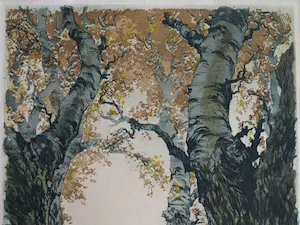 Karl Schwetz - Gerahmte Lithographie, Bäume am Wasser - 1930 kopen? Bied vanaf 1!