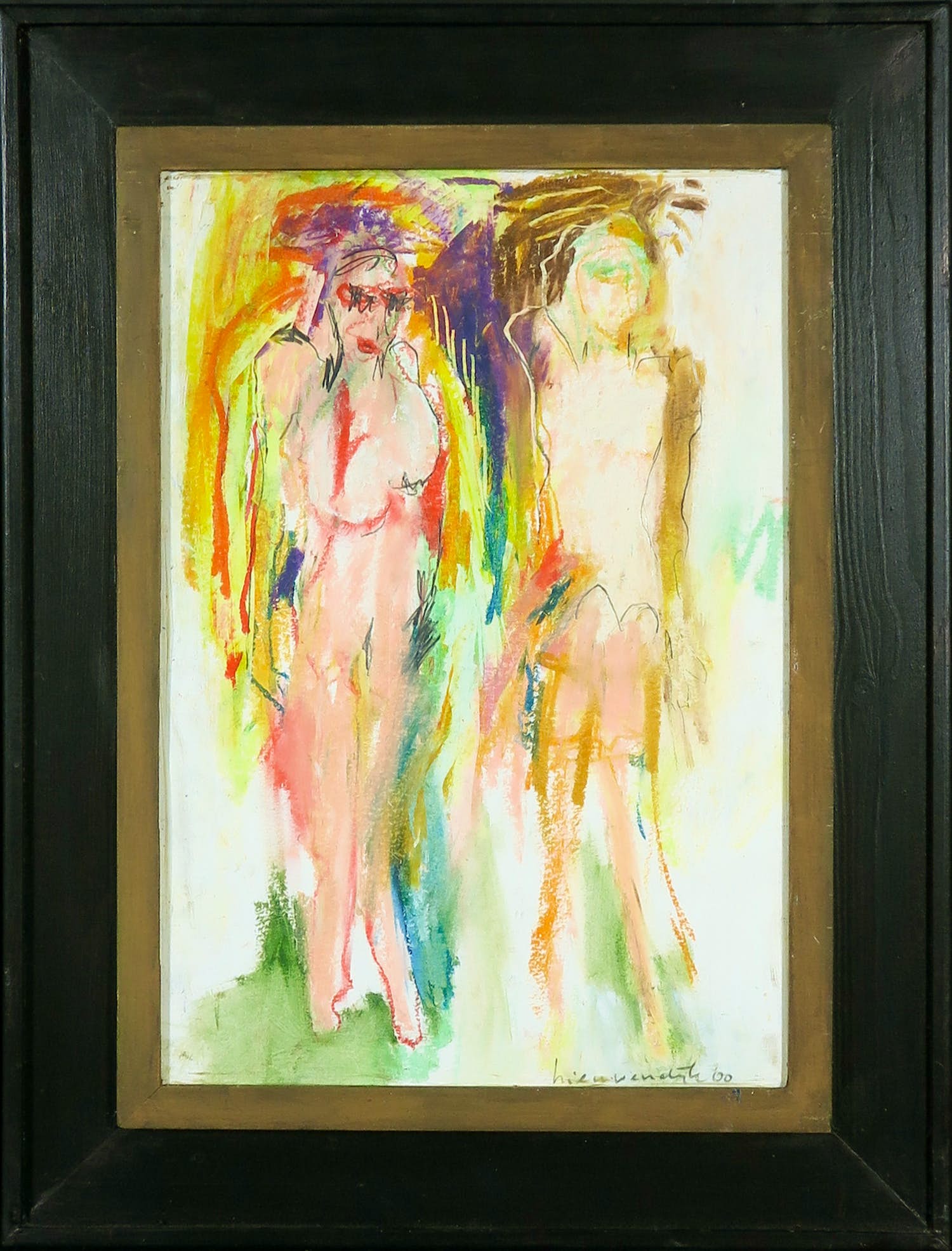 Helen Nieuwendijk - Oliepastel op papier, Be involved - Ingelijst verkocht voor € 40!