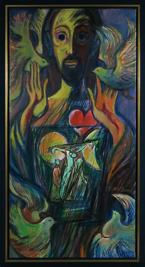 Willem Claassen - Acryl op doek, Heilig hart III - Ingelijst (Groot formaat!) kaufen? Bieten Sie von 50!