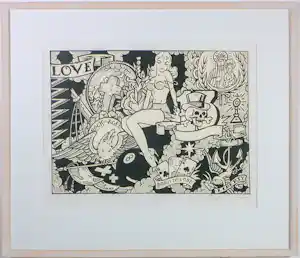 Henk Schiffmacher - Zeefdruk, Pin Up - Ingelijst verkauft für € 150!