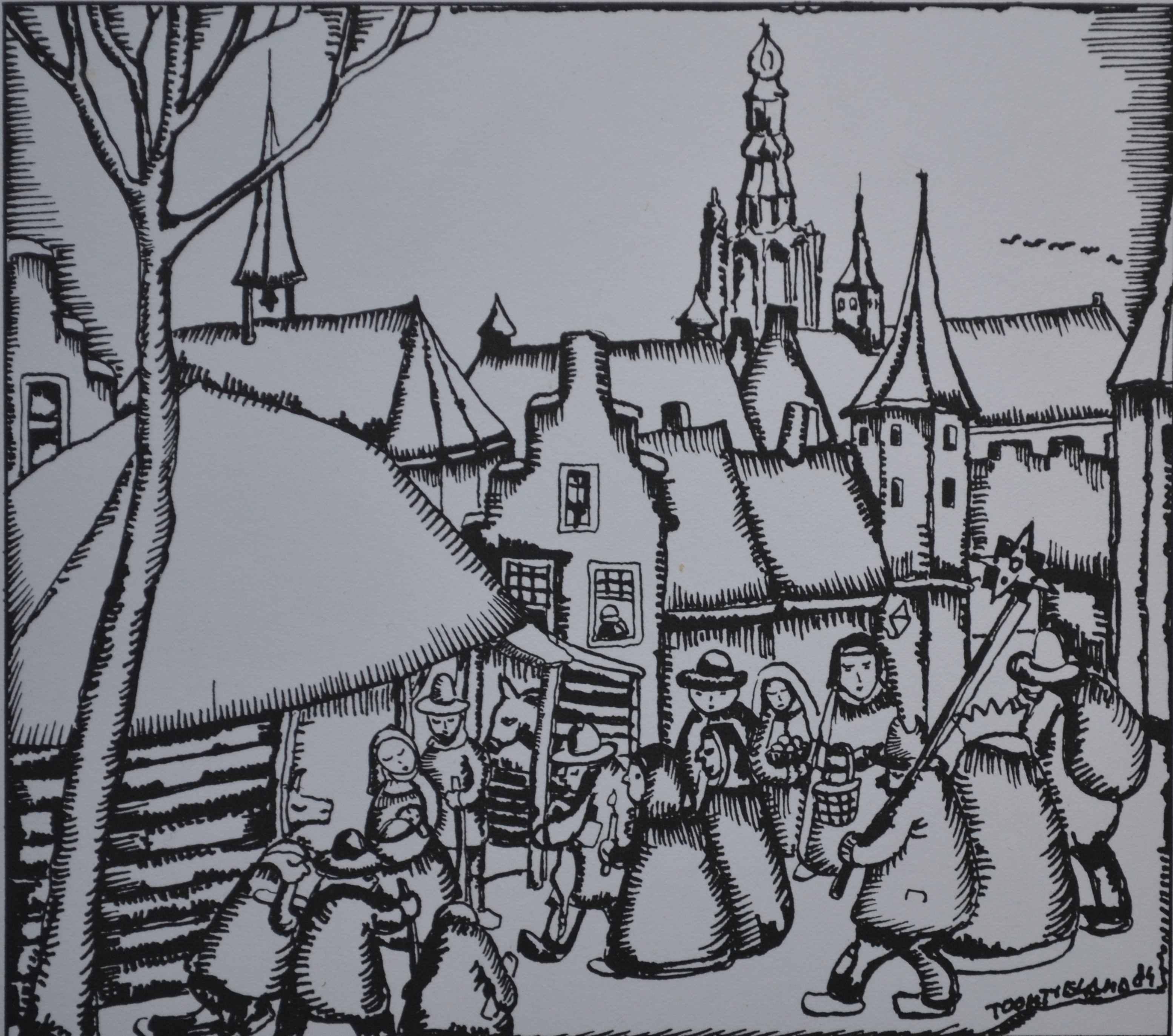 Toon Tieland - Litho - Handgesigneerd- 1984 kopen? Bied vanaf 1!