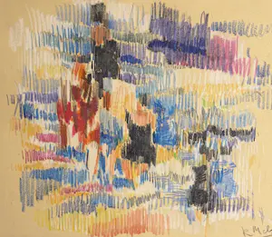 Rene Mels - Prächtige abstrakte Bleistiftzeichnung, um 1955 kopen? Bied vanaf 120!