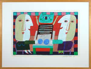 Wouter Stips - Zeefdruk, En ik van jou poes - Ingelijst verkocht voor € 50!