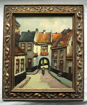 Herman Ansingh - Olieverf op paneel , Oude vrouw in straatje bij poort – Lijst, 64½ x 54½ cm kopen? Bied vanaf 1!