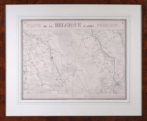 Joseph de Ferraris - Handgekleurde staalgravure, Carte de la Belgique - Ingelijst kopen? Bied vanaf 1!