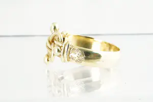 28 - Bijzondere 14 Krt geelgouden unisex  gevlochten ring - gekeurd kopen? Bied vanaf 150!