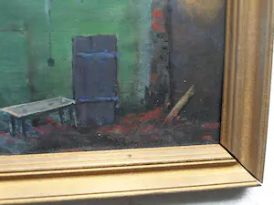 Niet of onleesbaar gesigneerd - 5 Gesigneerde ingelijste schilderijtjes / gouaches , De Ingang / Entree – 1996 kopen? Bied vanaf 1!