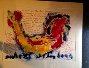 Anton Heyboer - Kip met tekst verkocht voor € 325!