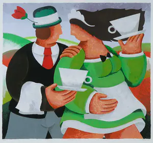 Yvonne Zomerdijk - Zeefdruk, Darjeeling lady kopen? Bied vanaf 50!