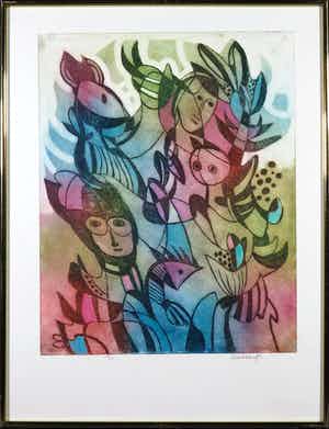 Jan Cobbaert - Ets en aquatint, Zonder titel - Ingelijst verkocht voor € 100!