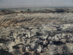 Wim Steijn - Tekening pastelkrijt , “Landschap” – gesigneerd & ingelijst – ca 1970 kopen? Bied vanaf 40!