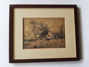Piet Schipperus - Ets, Boerderij met paart en wagen. kaufen? Bieten Sie von 25!