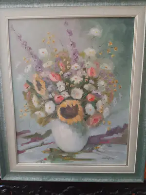 Bram Vegt - Olieverf op doek, vaas met bloemen uit 1997 kopen? Bied vanaf 50!