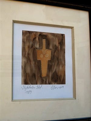 Eleonora Tammes - Gesigneerde Aquarel "Compositie met kruis" prachtig ingelijst kopen? Bied vanaf 10!