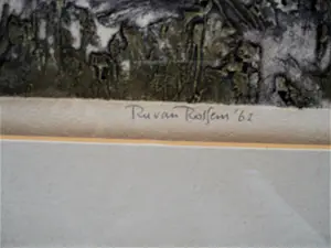 Ru van Rossem - Magnifieke 1962 handgekleurde Ets "Oerlandschap" kleine oplage (28/40) potloodg kopen? Bied vanaf 38!