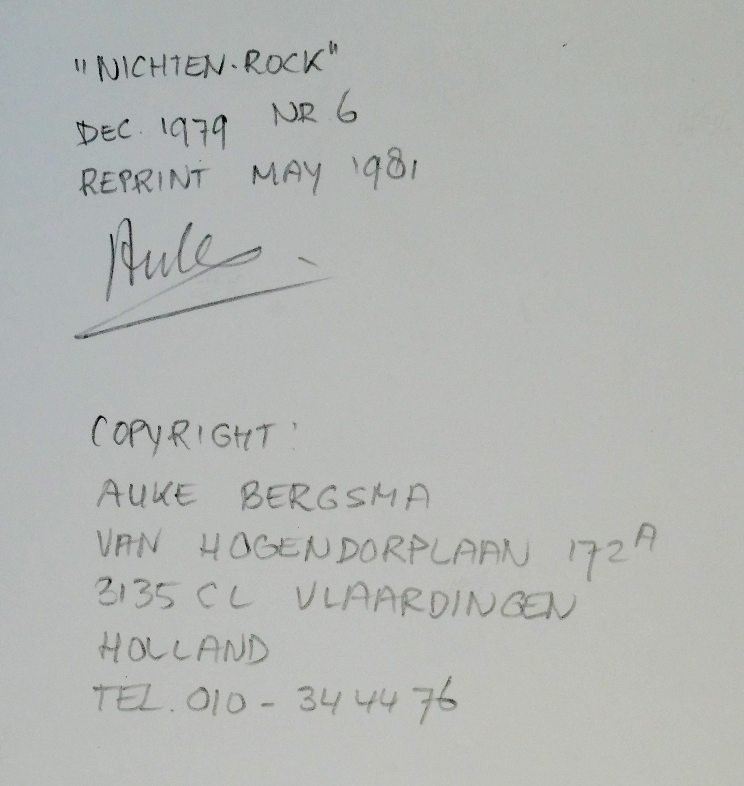 Auke Bergsma - NICHTEN-ROCK kopen? Bied vanaf 25!