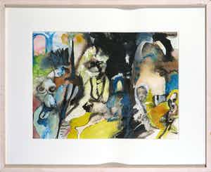 Rachid Ben Ali - Inkt en gouache op papier, Vervaagd - Ingelijst verkocht voor € 1!