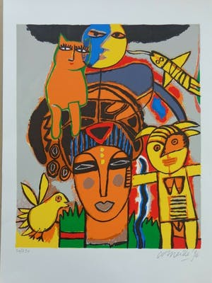 Corneille - ORANJE KAT / KLEURZEEFDRUK / 56x38cm / SIG / 1996 kopen? Bied vanaf 125!