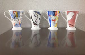 Alessi - Vier ALESSI-lepels en vier koffiebekers uit de Art-collection kopen? Bied vanaf 25!