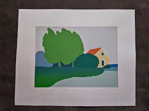 Jan van Zonneveld - Mooie zeefdruk met reliëf (plakaatverf) "Reeuwijk" kleine oplage (50) kopen? Bied vanaf 32!