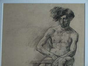 Johannes Hendricus Jurres - Tekening , Naakte man – gesigneerd & ingelijst – ca 1930 kopen? Bied vanaf 125!