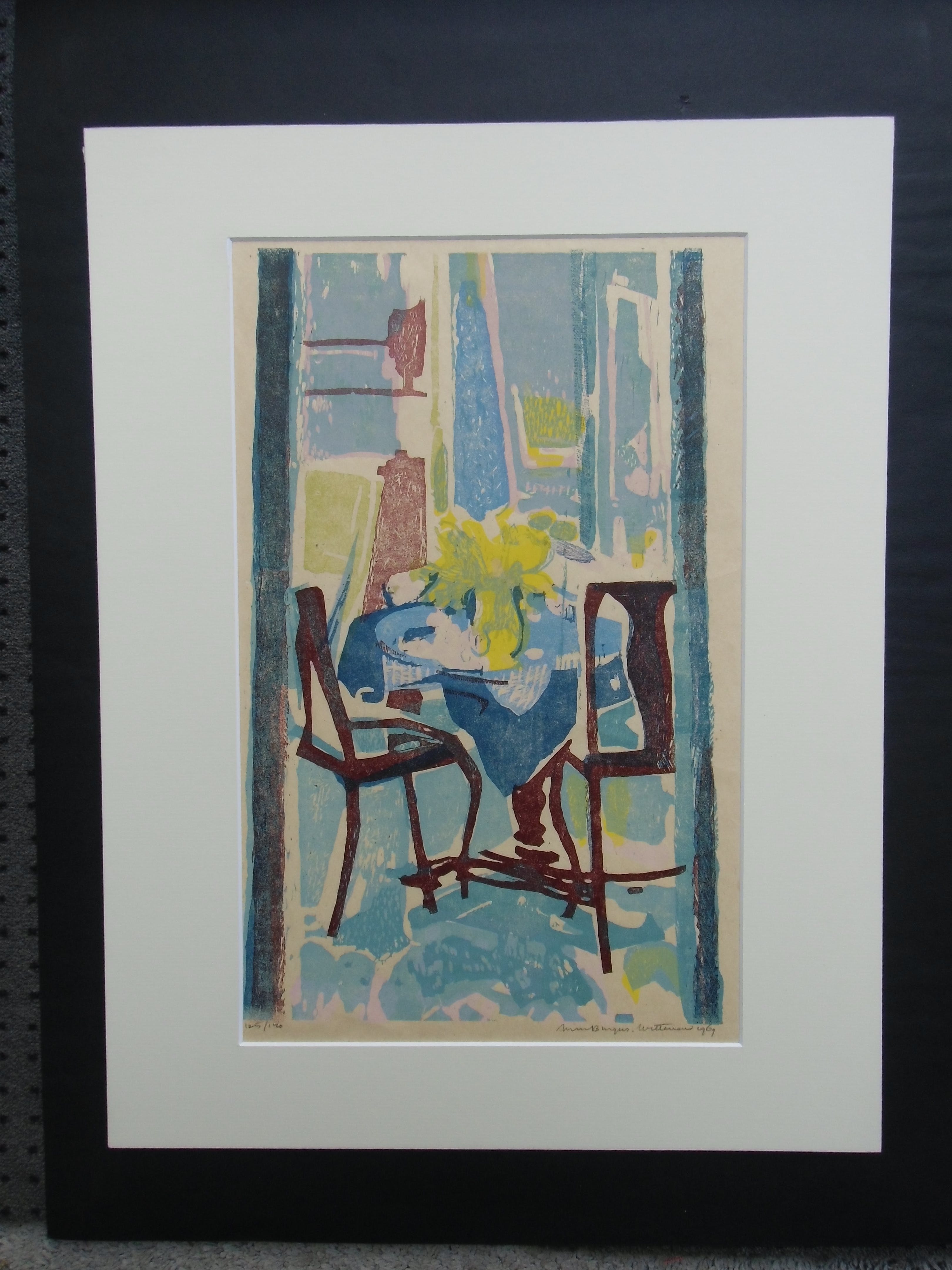 Mieke Burgers-Witteveen - INTERIEUR /// KLEURENHOUTSNEDE VAN MIEKE BURGERS verkocht voor € 45!